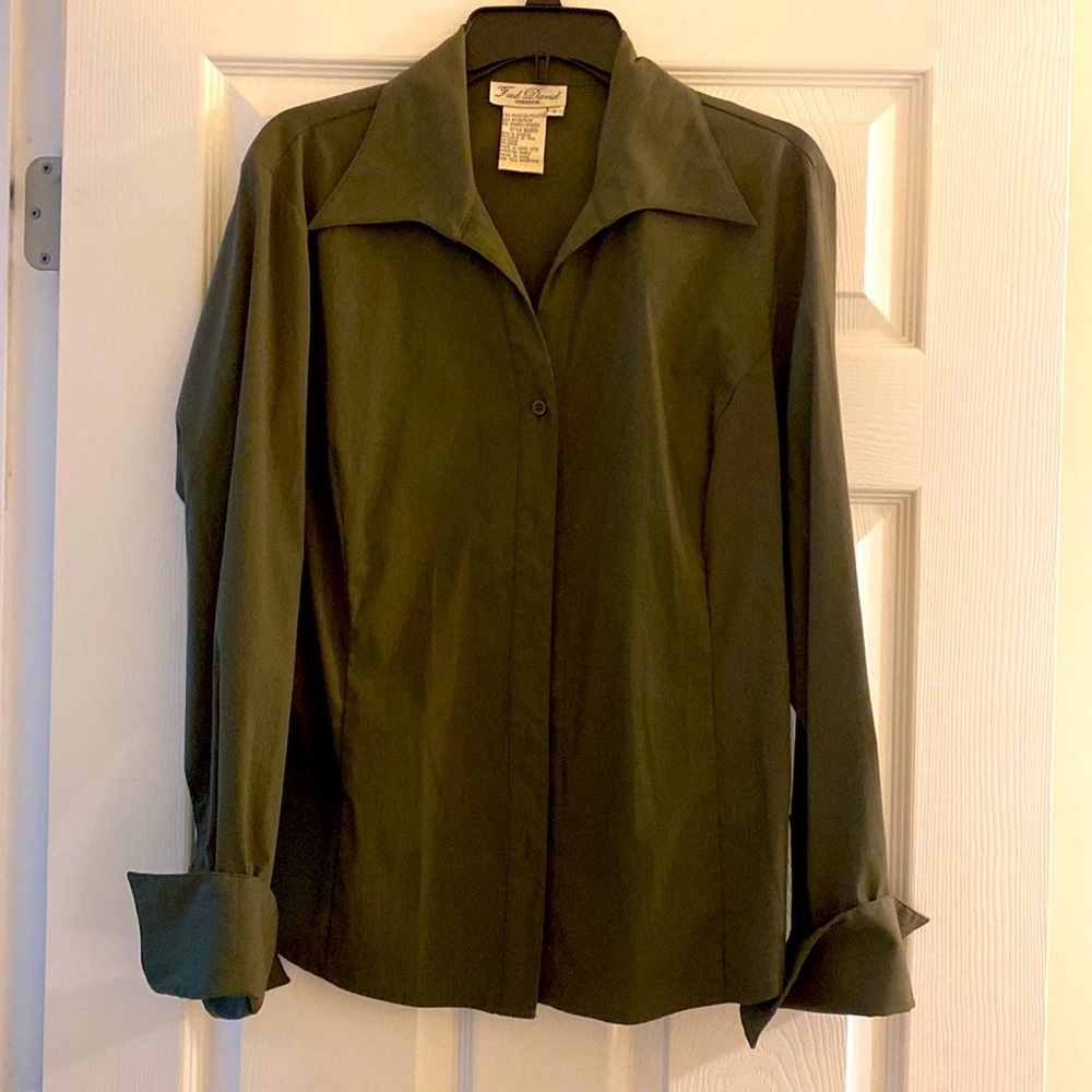 Fred David long sleeve stretch blouse size large